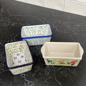 Decorative Stoneware Mini Loaf Bakeware - Set of 3